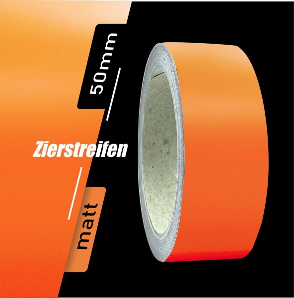 Zierstreifen Matt orange 50mm in in 10 m Länge für Auto Boot Klebeband Dekorstreifen Tuningstreifen Autofolie Siviwonder