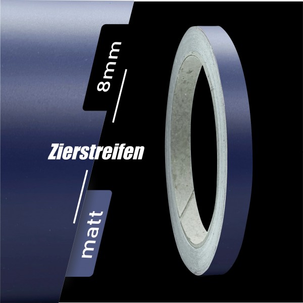 Zierstreifen Matt dunkelblau blau 8mm in in 10 m Länge für Auto Boot Klebeband Dekorstreifen Tuningstreifen Autofolie Siviwonder