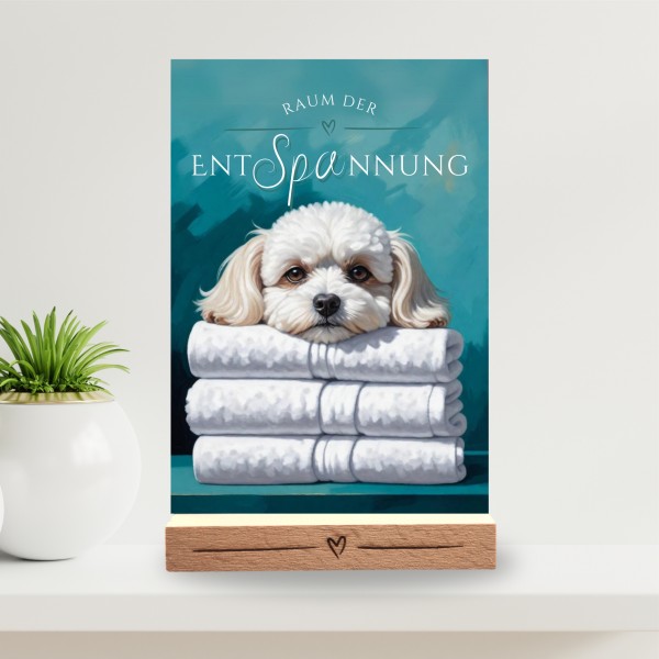 Hundeschild Deko Badezimmer Wellness Malteser Schild Spruch