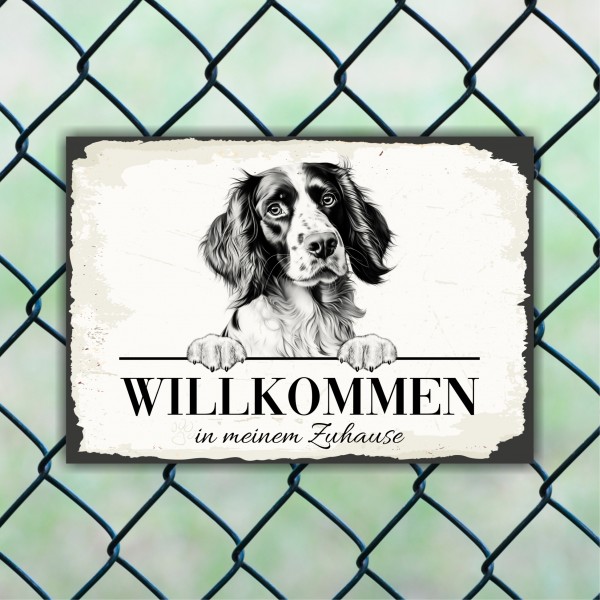 Hundeschild Willkommen Zuhause Springer Spaniel Schild Achtung Spruch