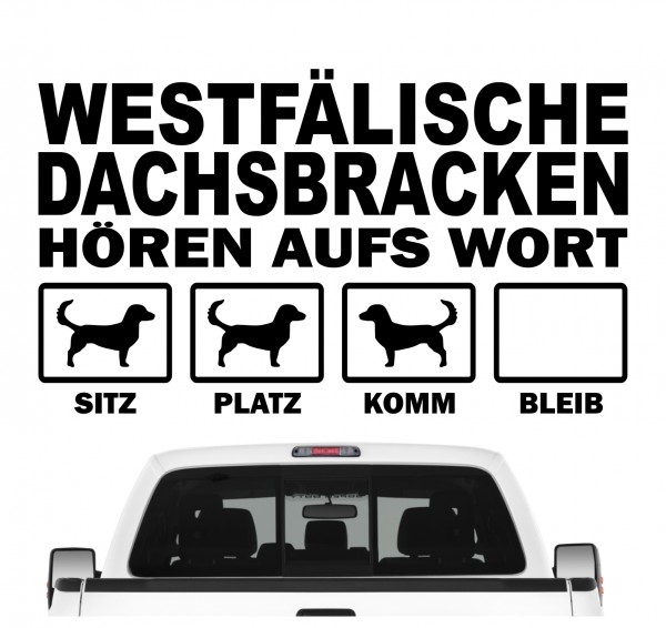 Westfälische Dachsbracke Bracken Jagd Laufhund Hört aufs Wort Hunde Aufkleber Sticker Autoaufkleber Wandtattoo Tattoo