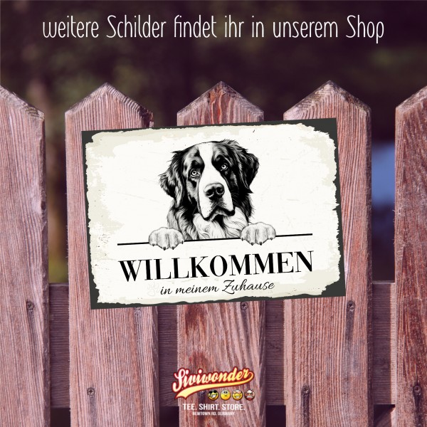 Hundeschild Willkommen Zuhause Bernhardiner Schild Achtung