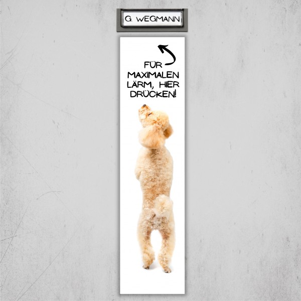 Pudel Pudle Poodle Caniche Barbone Großpudel Zwergpudel Dog Türschild Warnschild Hundeschild Schildr happy Design by Siviwonder