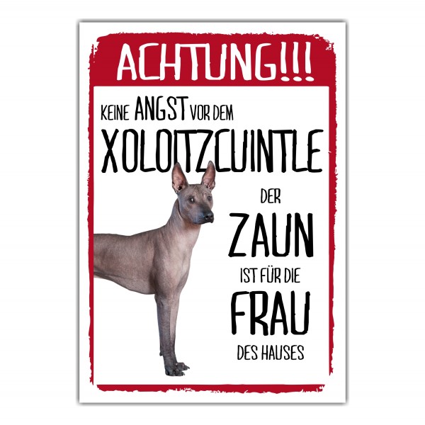 Xoloitcuintle Dog Schild Achtung Zaun Frau Spruch Türschild Hundeschild Warnschild Fun