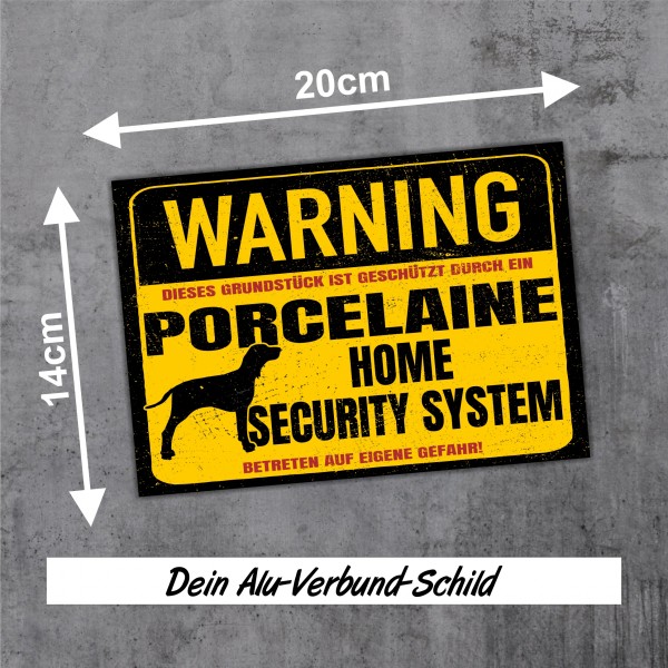 Schild Porcelaine Warning Security System Türschild Hundeschild Warnschild Hund Jagd
