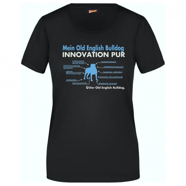 Old English Bulldog Damen T-Shirt Innovation Hundemotiv OEB Olde Bulldogge Schwarz