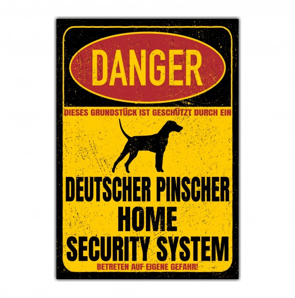 Deutscher Pinscher Dog Türschild Danger Security System Warnschild Hund Schilder Hundeschild happy Design by Siviwonder