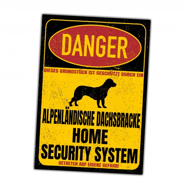 Alpenländische Dachsbracke Bracke Österreichische Dachsbracke Bracken Dog Türschild Danger Security System Warnschild Hund Schilder Hundeschild happy Design by Siviwonder