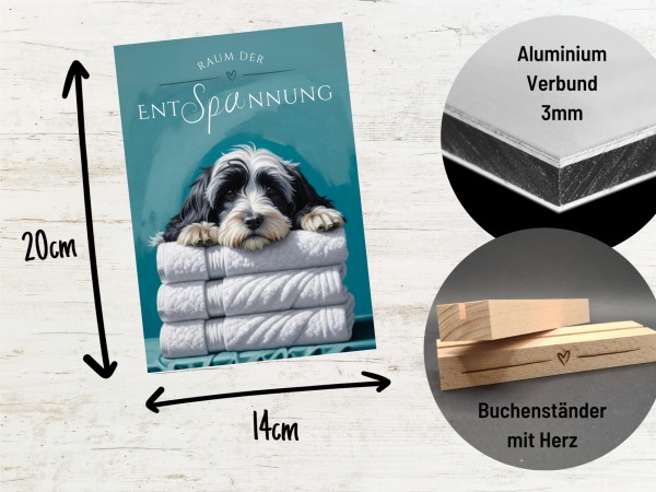 Hundeschild Deko Badezimmer Wellness Tibet Terrier Schild Spruch