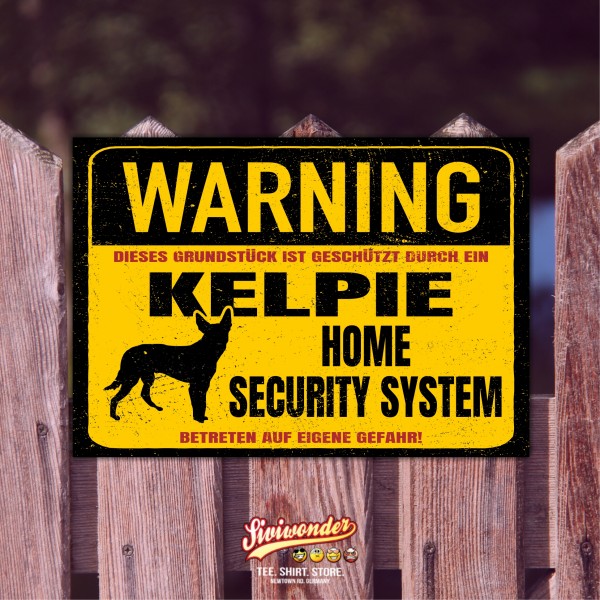 Australian Kelpie Dog Schild Warning Security System Türschild Hundeschild Warnschild Warnung