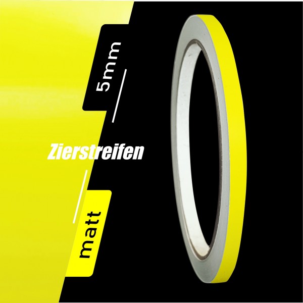 Zierstreifen Matt schwefelgelb gelb 5mm in in 10 m Länge für Auto Boot Klebeband Dekorstreifen Tuningstreifen Autofolie Siviwonder