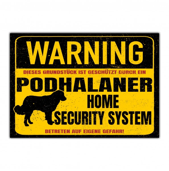 Schild Podhalaner Warning Security System Türschild Hundeschild Warnschild Hund Tatrahund