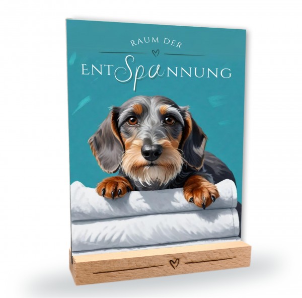 Hundeschild Deko Badezimmer Wellness Rauhaardackel Dackel Schild Spruch