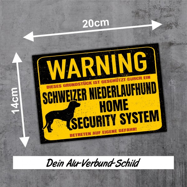 Schild Schweizer Niederlaufhund Warning Security System Türschild Hundeschild Warnschild Hund Jagd