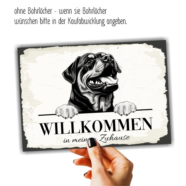 Hundeschild Willkommen Zuhause Rottweiler Rottie Schild Achtung Spruch