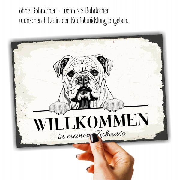 Hundeschild Willkommen Zuhause Englische Bulldogge Schild Achtung Spruch Türschild