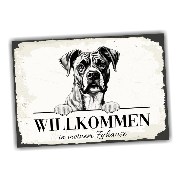 Hundeschild Willkommen Zuhause Boxer deutscher Schild