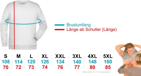 Größentabelle Hoodie Kapuzensweatshirt Siviwonder