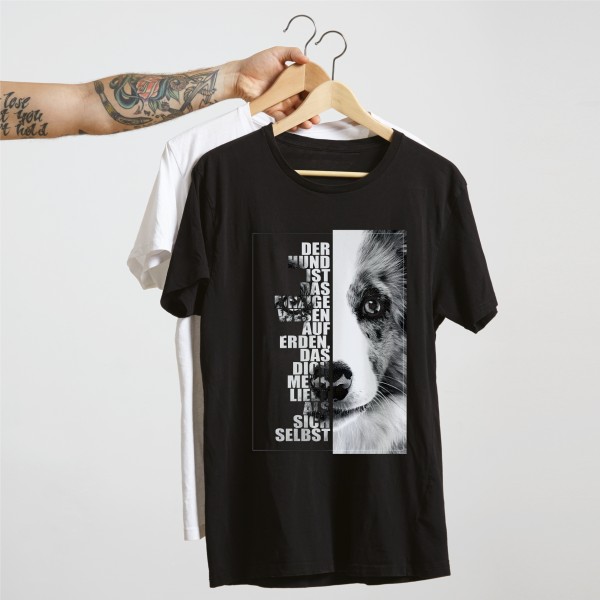 Border Collie Unisex T-Shirt Face Hundemotiv Sheepdog Scotch Sheep Dog Schwarz
