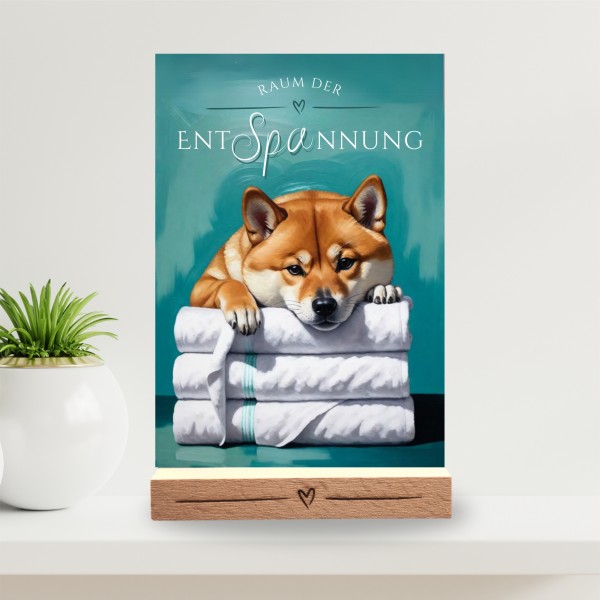 Hundeschild Deko Badezimmer Wellness Shiba Inu Schild Spruch