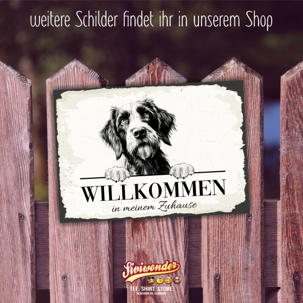 Hundeschild Willkommen Zuhause Deutsch Drahthaar Schild Achtung Spruch
