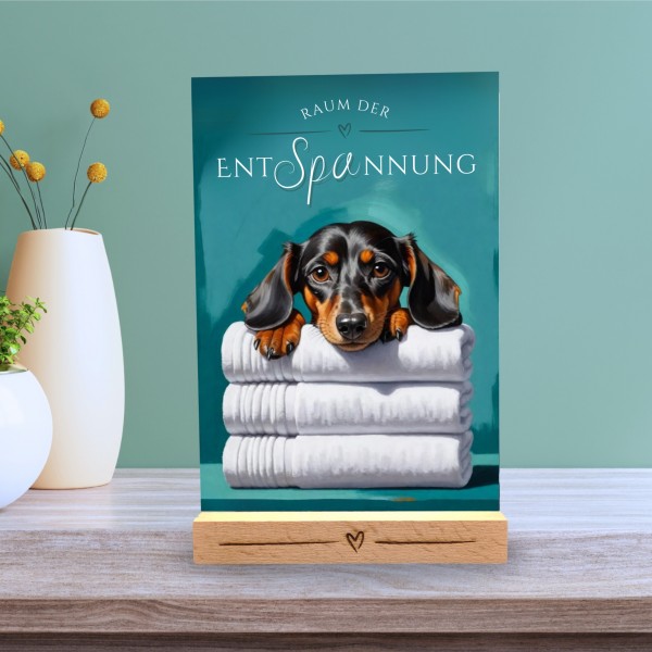 Hundeschild Deko Badezimmer Wellness Dackel Teckel Schild Spruch