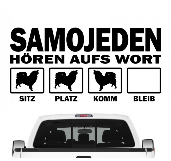 Samojede Sammy Smiley Sobaka Russland Hört aufs Wort Hunde Aufkleber Sticker Autoaufkleber Wandtattoo Tattoo