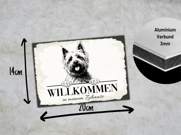 Hundeschild Willkommen Zuhause Cairn Terrier Kern Schild Achtung Spruch Türschild