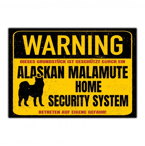 Alaskan Malamute Mally Dog Türschild Warning Security System Warnschild Hund Schilder Hundeschild happy Design by Siviwonder