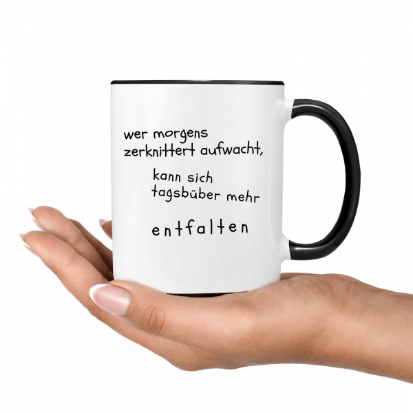 Zerknittert Aufwachen Tasse Lustiger Spruch Kaffee Kaffeebecher happy Design