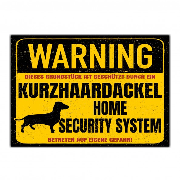 Kurzhaardackel Dackel Schild Warning Security System Türschild Hundeschild Warnschild Hund