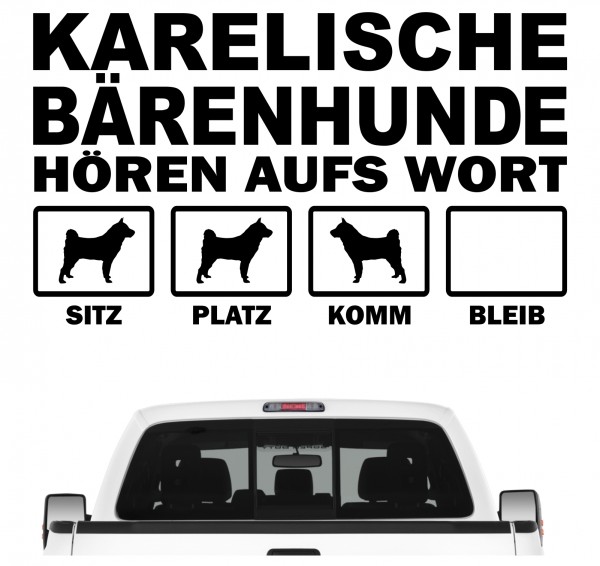 Karelischer Bärenhund Hört aufs Wort Hunde Aufkleber Sticker Autoaufkleber Wandtattoo Tattoo