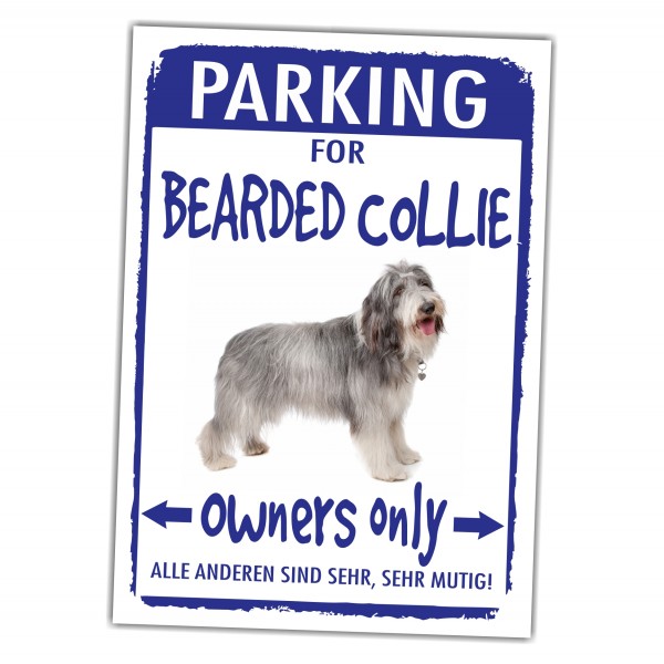 Bearded Collie Beardie Parking Schild Achtung Spruch Warnschild Türschild Fun