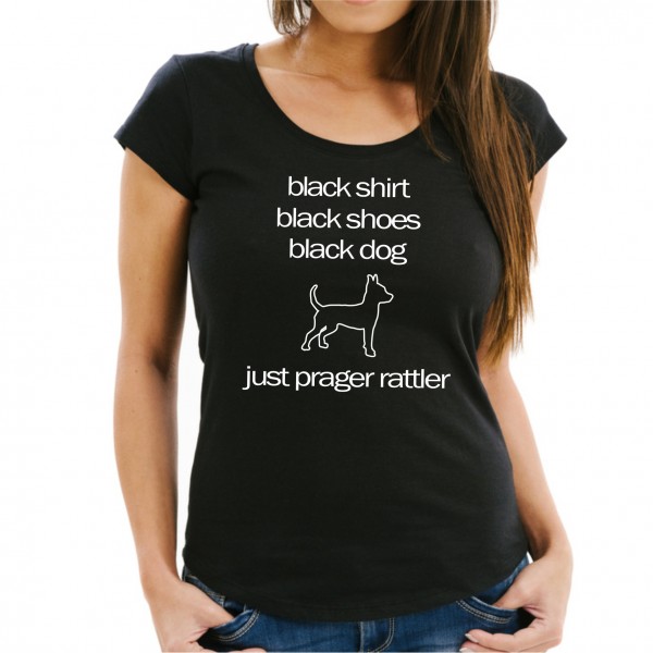 Prager Rattler Black Dog Unisex T-Shirt Hundemotiv Prague Ratter Prazsky Krysarik
