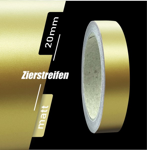Zierstreifen Matt gold metallic 20mm in in 10 m Länge für Auto Boot Klebeband Dekorstreifen Tuningstreifen Autofolie Siviwonder