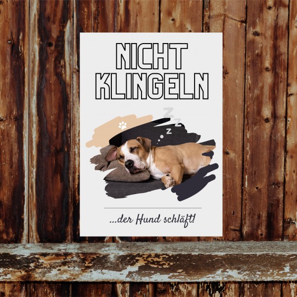 Hund nicht klingeln schlafen Schild Dog Hund Magazin Spruch Türschild Hundeschild Wall Art Gefährte