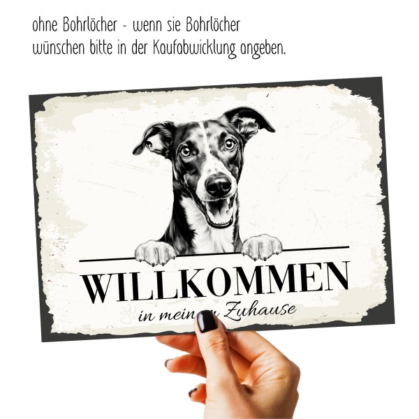Hundeschild Willkommen Zuhause Greyhound Windhund Schild Achtung Spruch