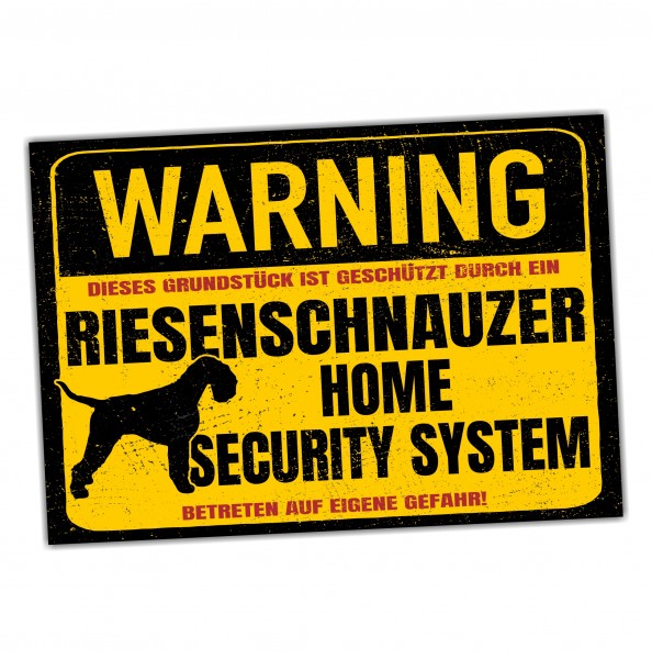 Schild Riesenschnauzer Schnauzer Warning Security System Türschild Hundeschild Warnschild Hund