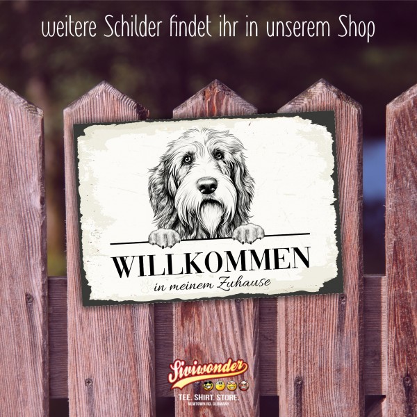 Hundeschild Willkommen Zuhause Bearded Collie Beardie Schild