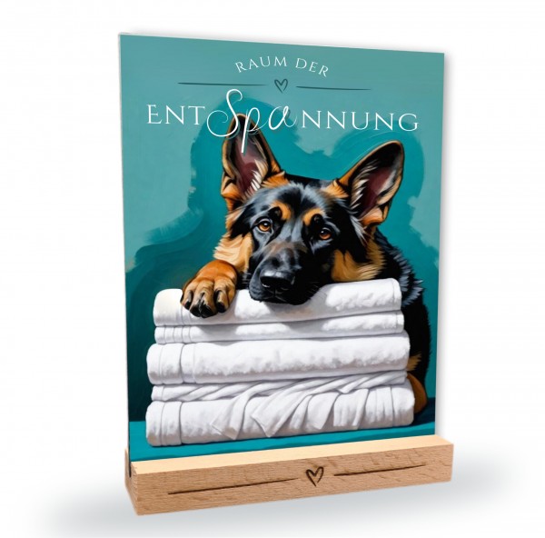 Hundeschild Deko Badezimmer Wellness Deutscher Schäferhund Schild Spruch