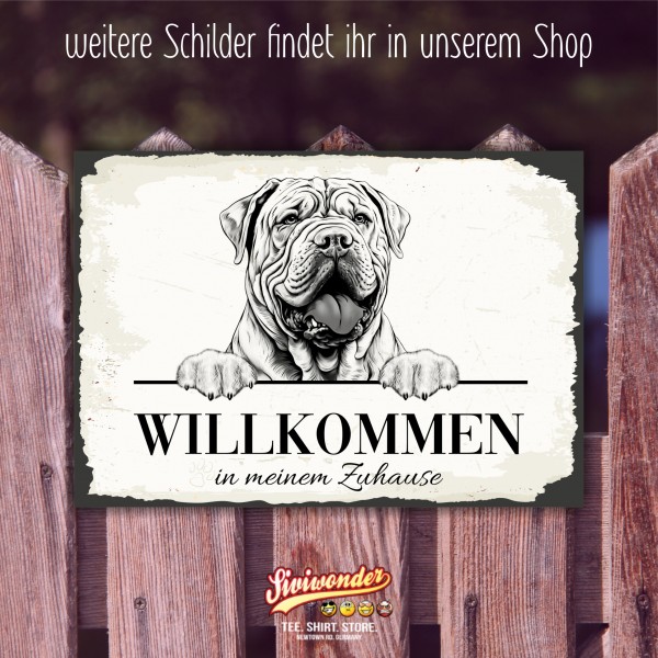 Hundeschild Willkommen Zuhause Shar Pei Faltenhund Schild Achtung