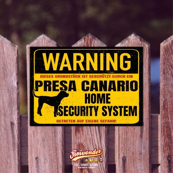 Schild Presa Canario Warning Security System Türschild Hundeschild Warnschild Hund Achtung
