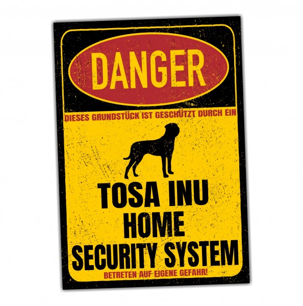 Tosa Inu Japan Ken Mastiff Tōken Türschild Danger Security System Warnschild Hund Schilder Hundeschild