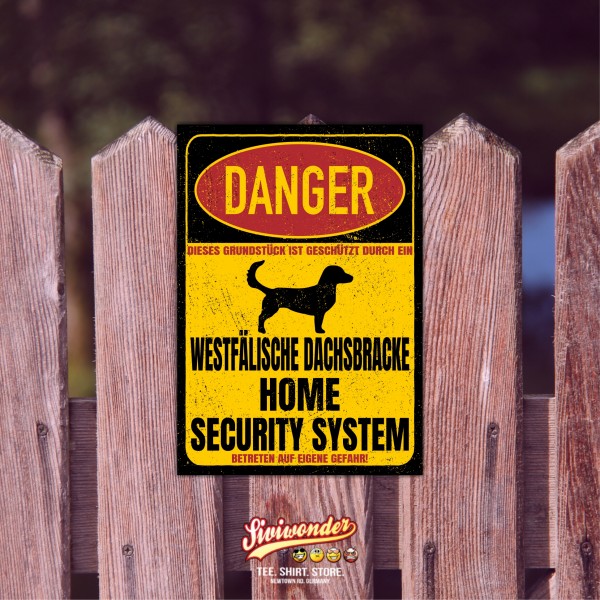 Westfälische Dachsbracke Bracken Jagd Laufhund Danger Security System Warnschild Hund Schilder Hundeschild