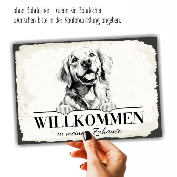 Hundeschild Willkommen Zuhause Golden Retriever Goldie Schild
