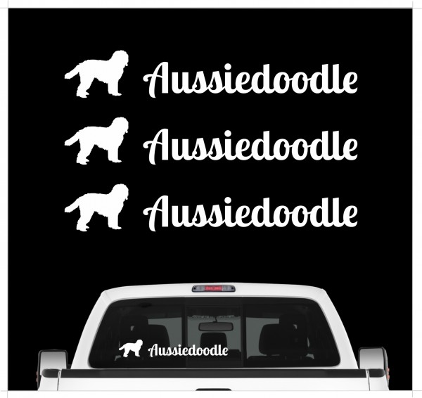 Aussiedoodle Australian Shepherd Mischling Pudel Designerhund Dog 3er Set AUTOAUFKLEBER Aufkleber Hunde Hundemotiv by SIVIWONDER