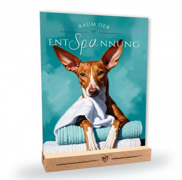 Hundeschild Deko Badezimmer Wellness Podenco Schild Spruch