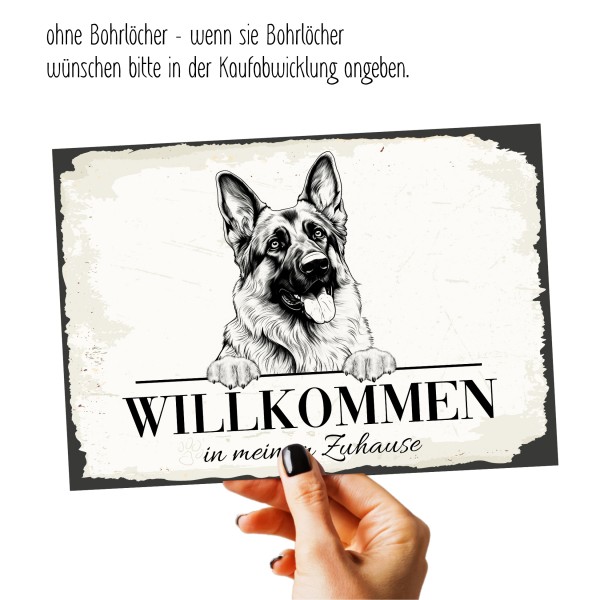 Hundeschild Willkommen Zuhause Deutscher Schäferhund Schild Achtung Spruch