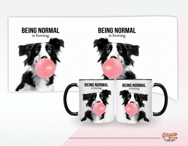 Border Collie mit Kaugummi Bubble normal Dog Freund Tasse Kaffee lustig Kaffeebecher Mug Design Design by Siviwonder