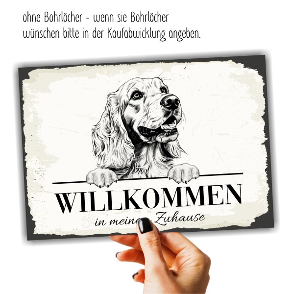 Hundeschild Willkommen Zuhause Cocker Spaniel Schild Achtung